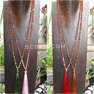 4color tassels necklace radraksha pendant with agate bead stone 